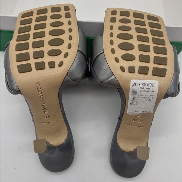 BOTTEGA VENETA Lido Metallic Woven Mule Sandals - Picture 8 of 11